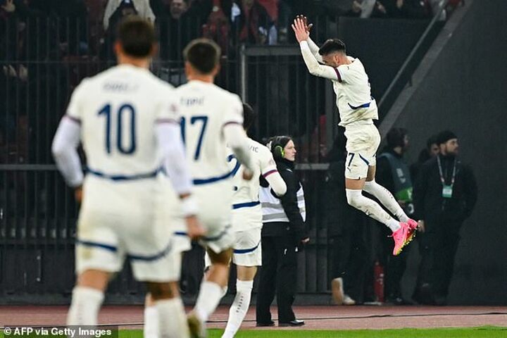 Serbian player left in a heap on floor failing to mimic CR7’s iconic celebration