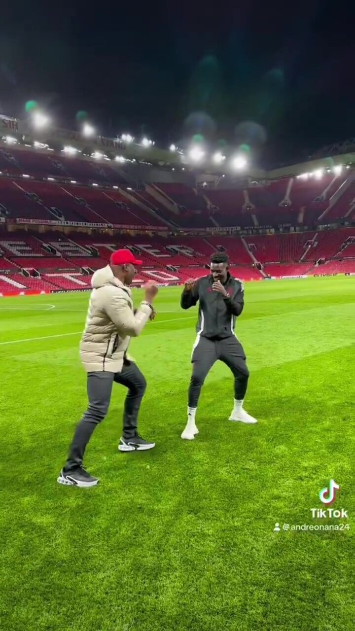 Man Utd star Andre Onana tackled to floor by 19st 6lb giant Francis Ngannou moments after win over Bodo/Glimt