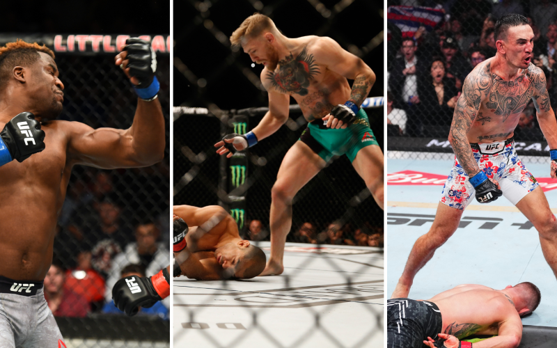 Top 10 UFC KOs of all time including terrifying Francis Ngannou uppercut and Max Holloway last second buzzer-beater