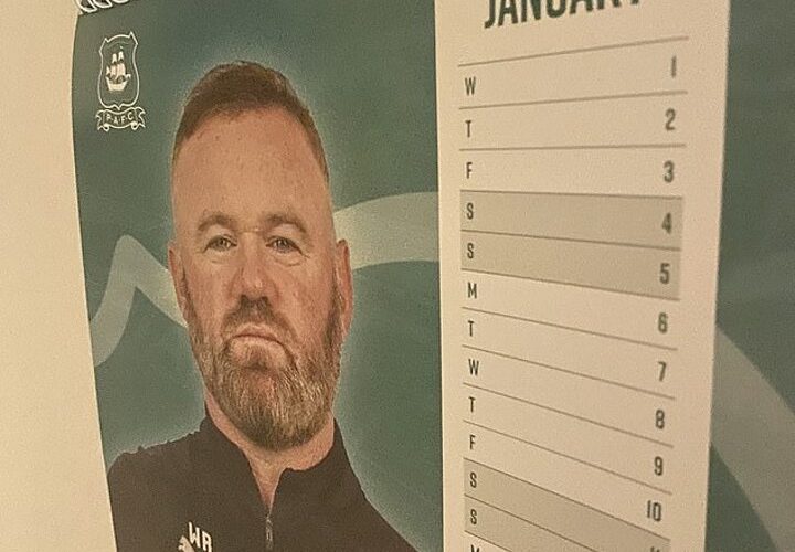 Plymouth calendars out of date ALREADY with Rooney the poster boy for Jan. 2025