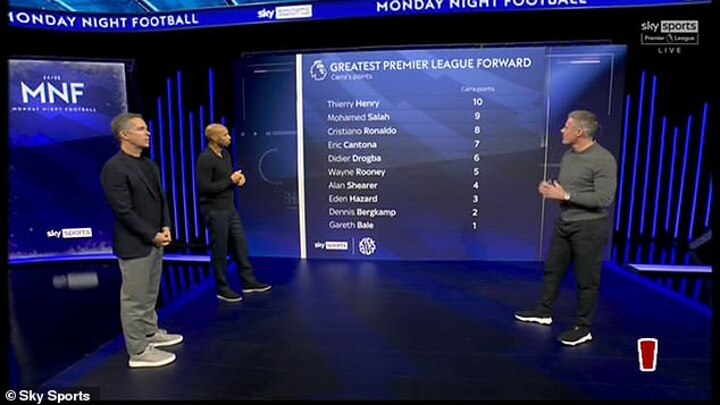 Carragher picks his top 10 greatest EPL forwards ever alongside Henry on MNF