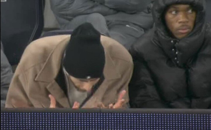 Spurs goalkeeper Vicario spotted furiously berating his own team-mates in stands