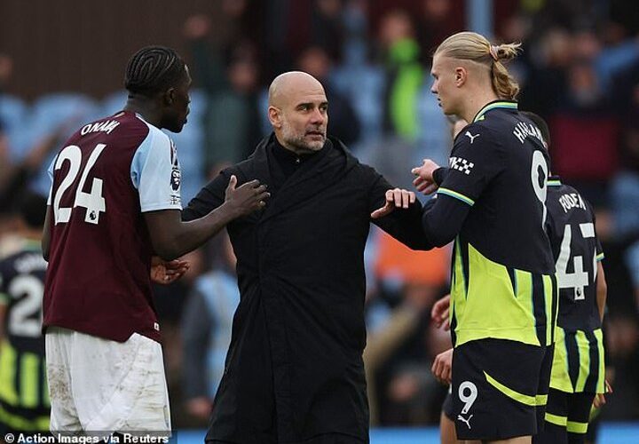 Pep Guardiola and Amadou Onana involved in awkward post-match exchange