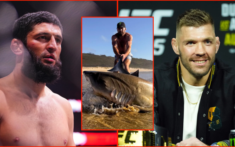 Dricus Du Plessis trolls Khamzat Chimaev over prominent scar as he snaps picture with enormous shark in South Africa