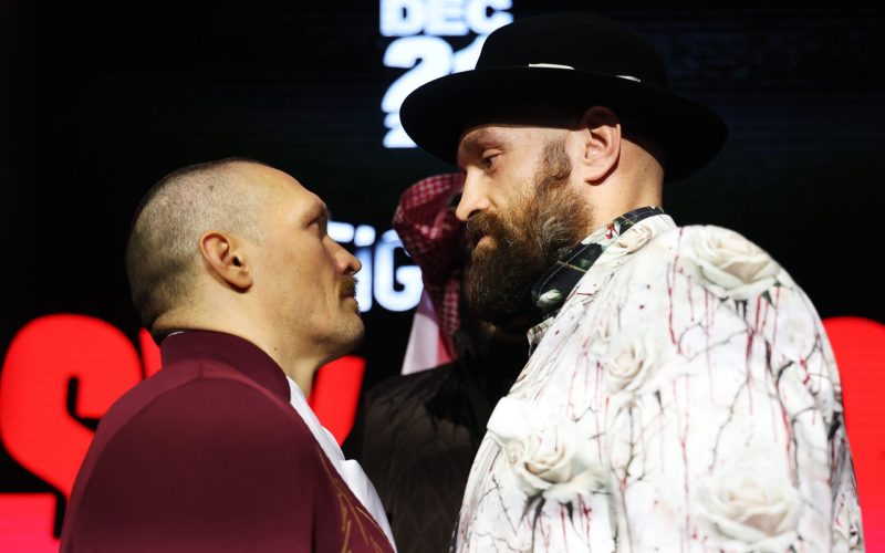 Oleksandr Usyk and Tyson Fury go head-to-head for 11 minutes in one of the longest stare-downs in boxing history