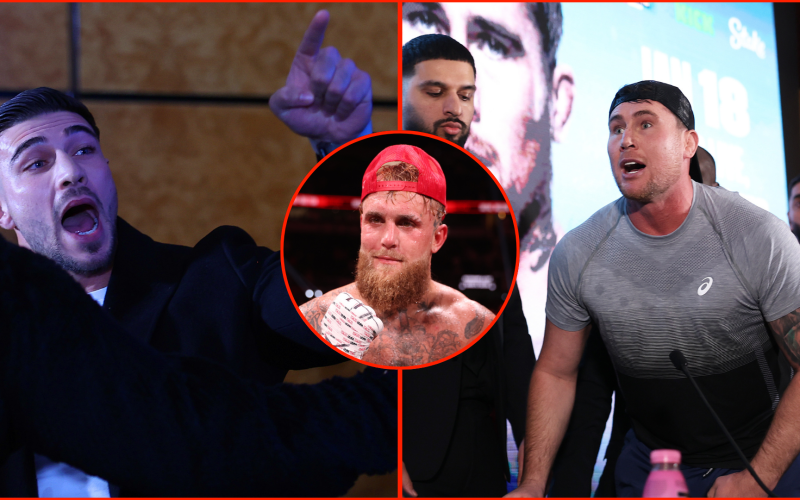 Jake Paul reacts as Tommy Fury pulls out of Darren Till fight over press conference jibe