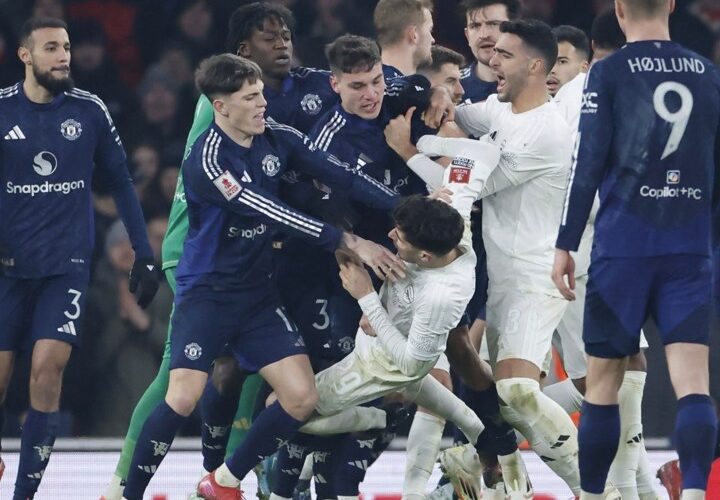 Maguire appears to call Havertz ‘CHEAT’ in Man Utd and Arsenal penalty brawl