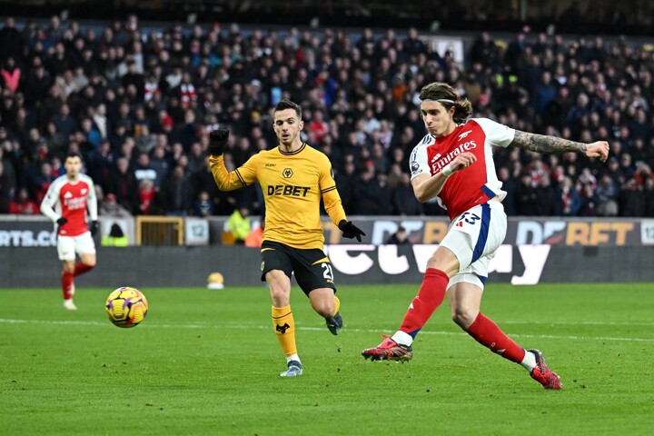 Wolves 0-1 Arsenal: Calafiori nets winner as Lewis-Skelly, João Gomes sent off