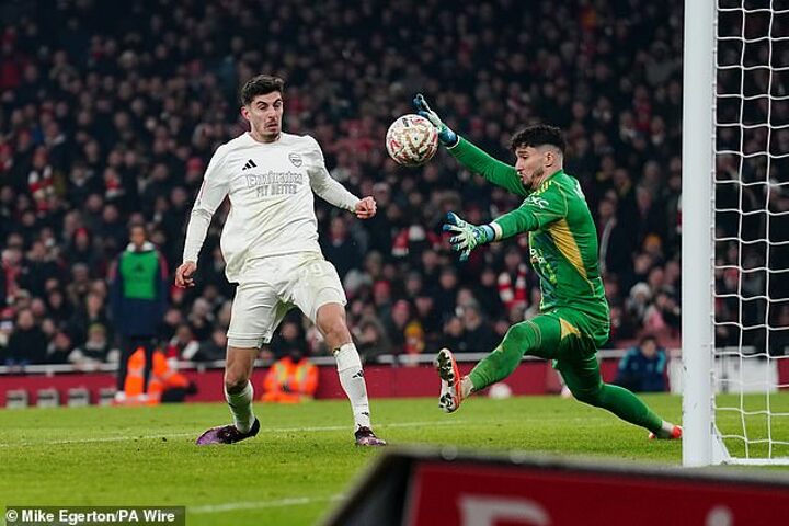 Kai Havertz misses a golden opportunity from close range in clash with Man Utd