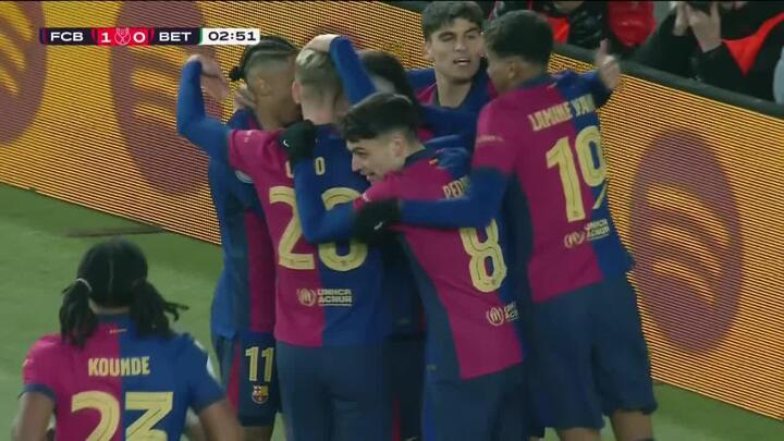 WATCH: Barcelona strike early against Real Betis as Gavi nets second goal of 2025