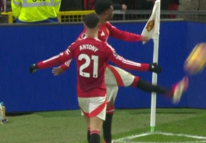 Moment Man Utd hat-trick hero Amad FORGETS to take match ball before being bailed out by Old Trafford crowd