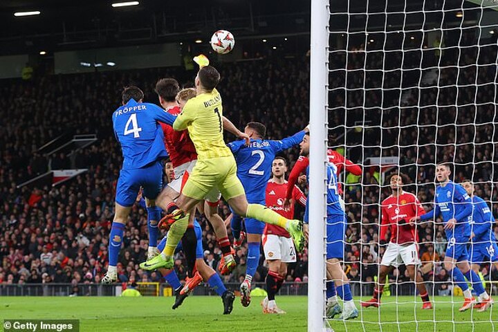 Bizarre moment Butland punches the ball into his own net to give Man United lead