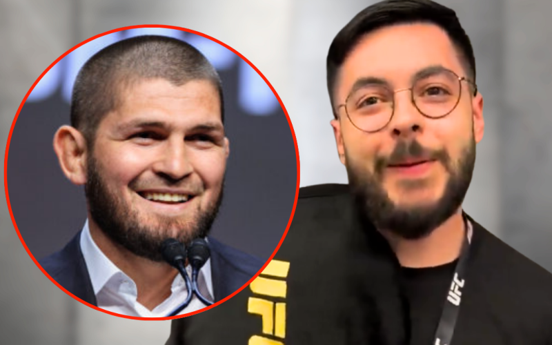 ‘You ready to defend this?’ … Khabib Nurmagomedov catches UFC employee slipping with world title in hilarious clip