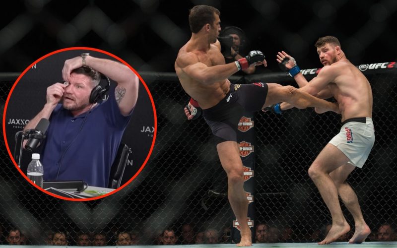 ‘I can do it again’… Michael Bisping removes fake eye and brings up KO during Luke Rockhold reunion