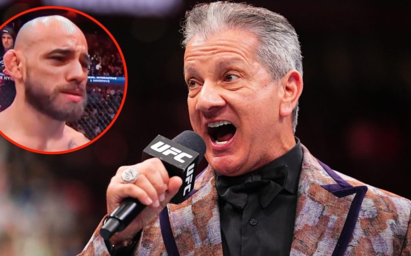 UFC star fights back tears while being introduced by MMA legend Bruce Buffer