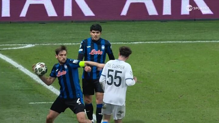 Atalanta captain tries to throw the ball at his opponent before getting sent off