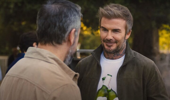 Beckham meets ‘long-lost twin brother’ Hollywood star in Super Bowl for Artois