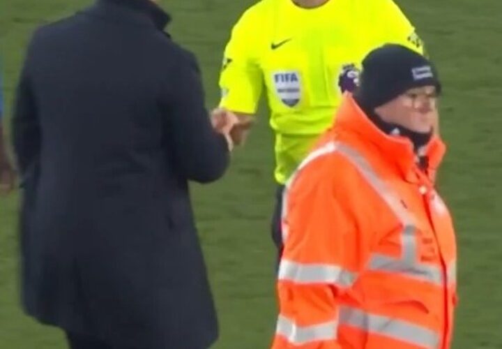 New footage of Arne Slot’s interaction with Michael Oliver emerges as mystery surrounds Liverpool manager’s red card