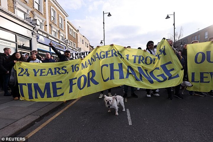 THOUSANDS Tottenham fans protest against Daniel Levy ahead of Man United clash