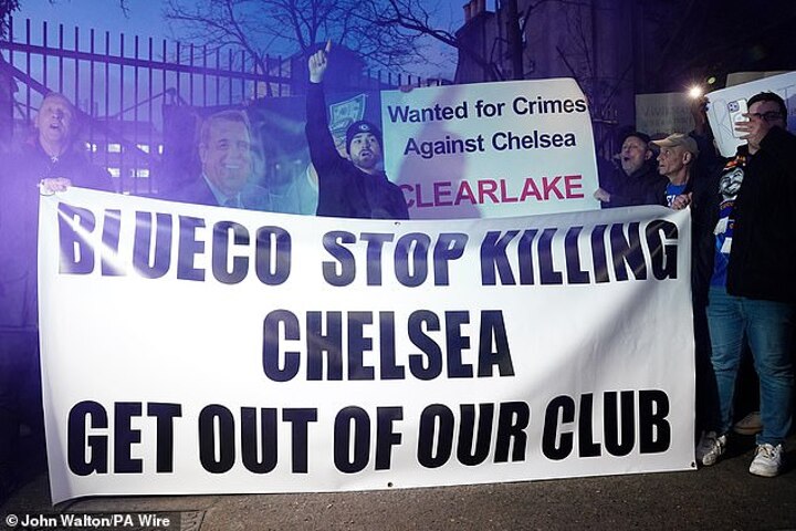 Furious Chelsea fans march with banners in protest ahead of Southampton clash