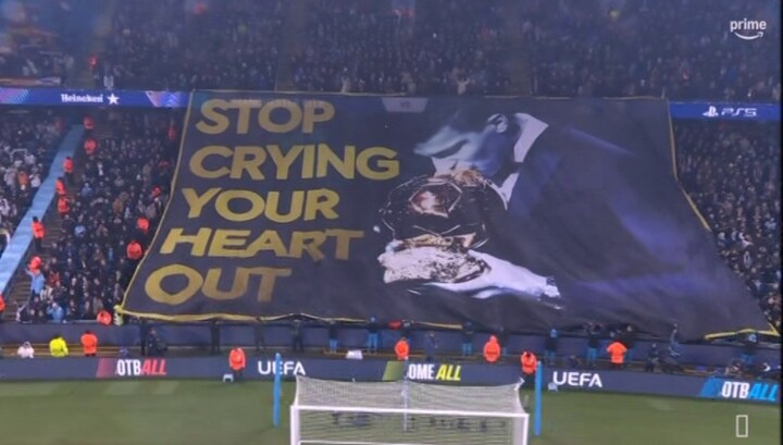 Man City cheekily welcome Vinicius Jr before fans unveil brutal ‘Stop Crying Your Heart Out’ tifo amid Ballon d’Or drama