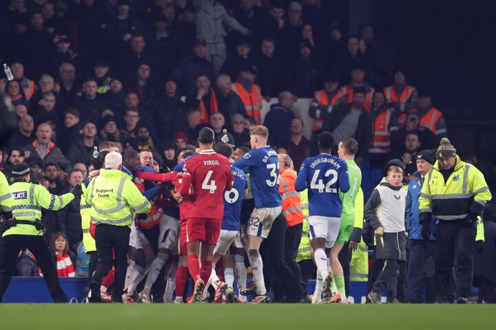 Slot, Jones and Doucoure sent off in post-match brawl during Merseyside derby