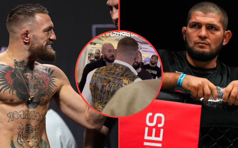 Conor McGregor gets into heated confrontation with fan shouting ‘Let’s go Khabib’