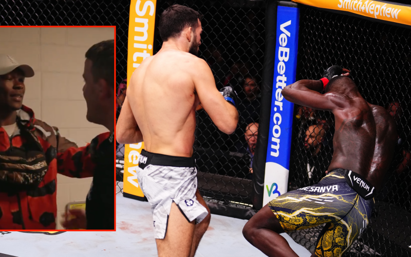 Israel Adesanya has run-in with referee who controversially stopped his latest UFC fight