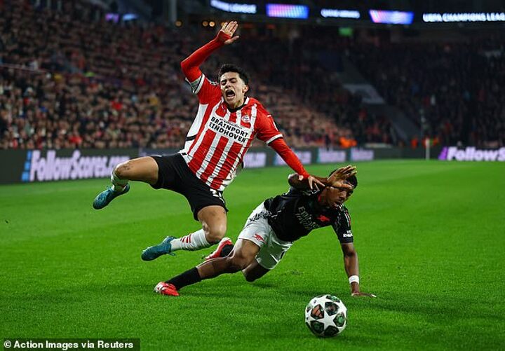 Myles Lewis-Skelly is hooked to avoid ANOTHER red card just 34 minutes into Arsenal’s Champions League clash with PSV