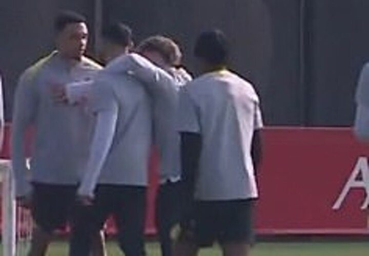 Mo Salah has to be separated from Trent Alexander-Arnold in heated moment in Liverpool training ahead of crunch PSG tie