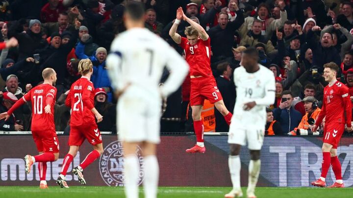 Rasmus Hojlund copies Cristiano Ronaldo’s goal celebration as Denmark beat Portugal in Nations League