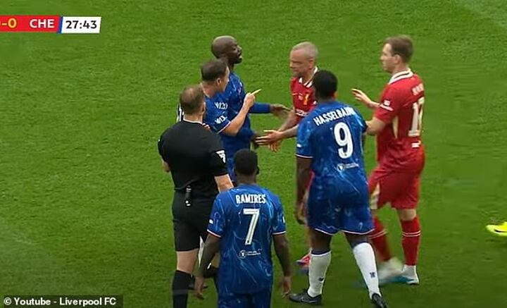 Dennis Wise confronts Spearing as tempers flare in charity match