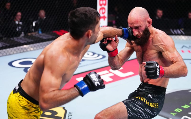 Ilia Topuria and Khamzat Chimaev watch from corner as teammate is brutalized in UFC London opener