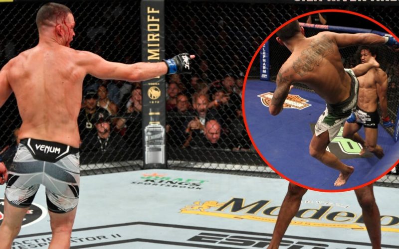 Nate Diaz stumbles across hilarious street fight with epic ‘Showtime Kick’ fail